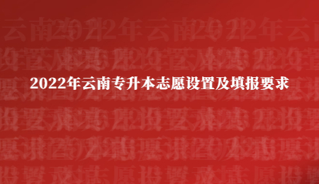 2022年云南专升本志愿设置及填报要求