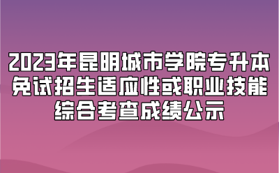 2023年昆明城市学院专升本免试招生适应性或职业技能综合考查成绩公示