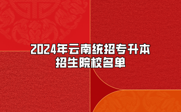 2024年云南统招专升本招生院校名单